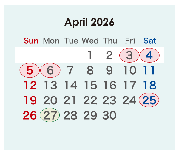 2026年のオーストラリアのカレンダー 4月