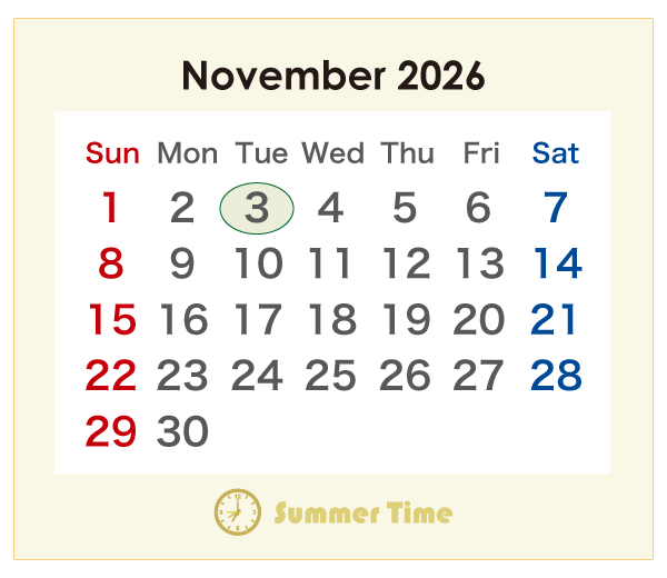 2026年のオーストラリアのカレンダー 11月