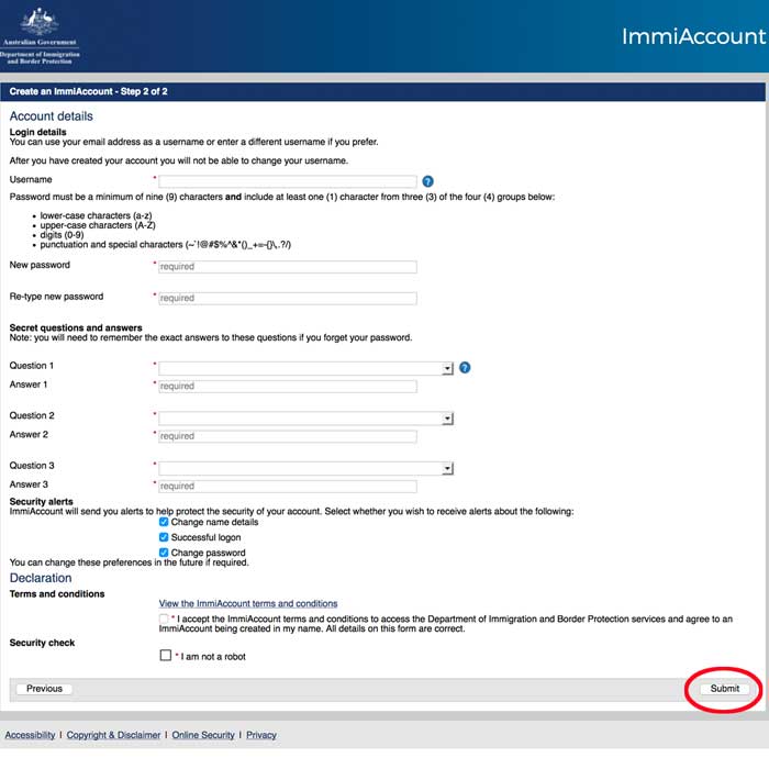 Immiaccount画面04