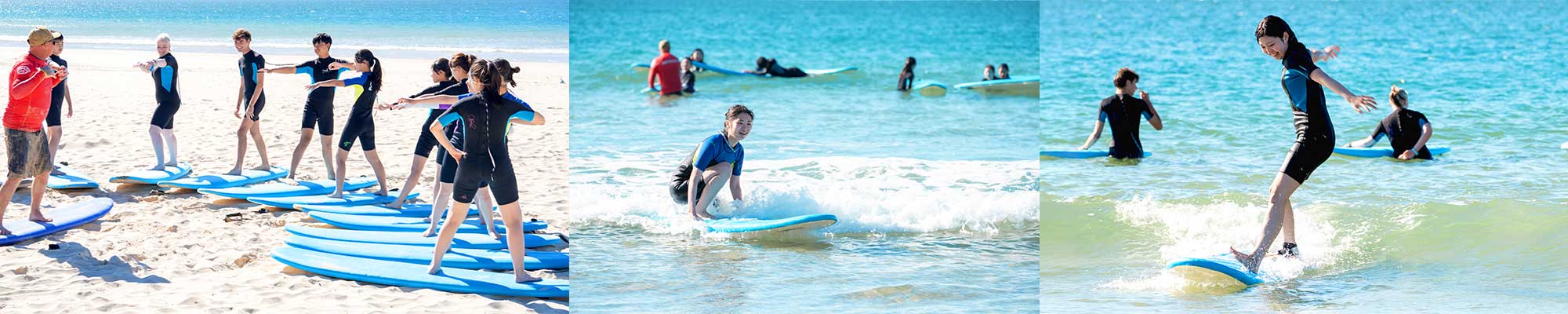 ジュニアホリデーのサーフィン写真
